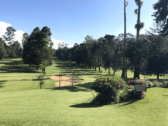 Golfer near clubhouse